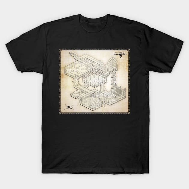 Isometric Dungeon Map T-Shirt by Cptninja